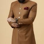 Classic Caramel Brown Achkan for Men | Elegant Ethnic Wear | Jaipurio